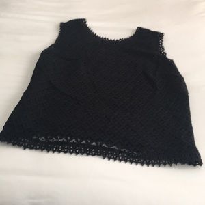 Black Merona Decorative Lace Overlay Shirt